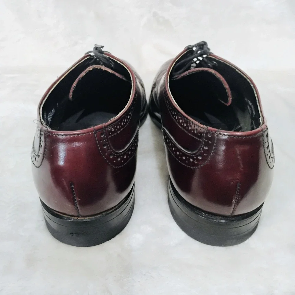 Stafford Comfort Plus Mens Burgundy Wingtip Oxford Leather Shoes USA Made 9.5